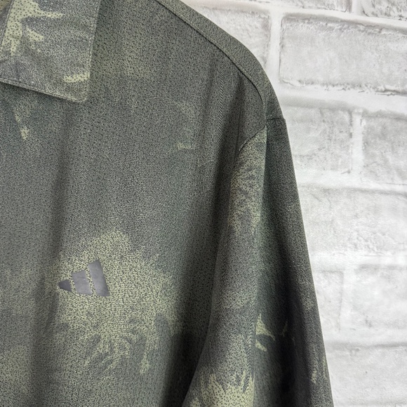 ADIDAS Forest Green Camo AOP Performance Stretch Golf Polo Mens XL - Picture 3 of 9